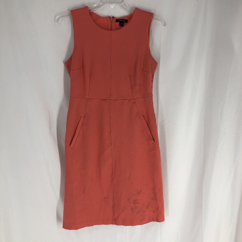 Lands' End Women’s Coral Sheath Dress 12 Sleeveless
